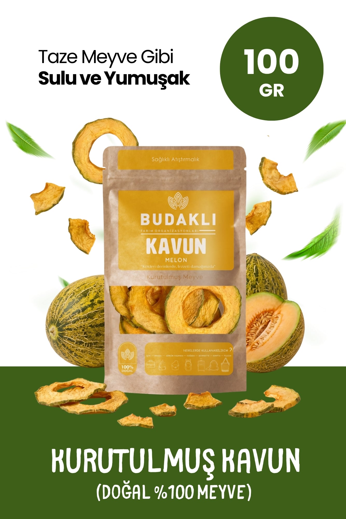 Budaklı Tarım Kurutulmuş Kavun 100 Gr | İlave Şeker İçermez