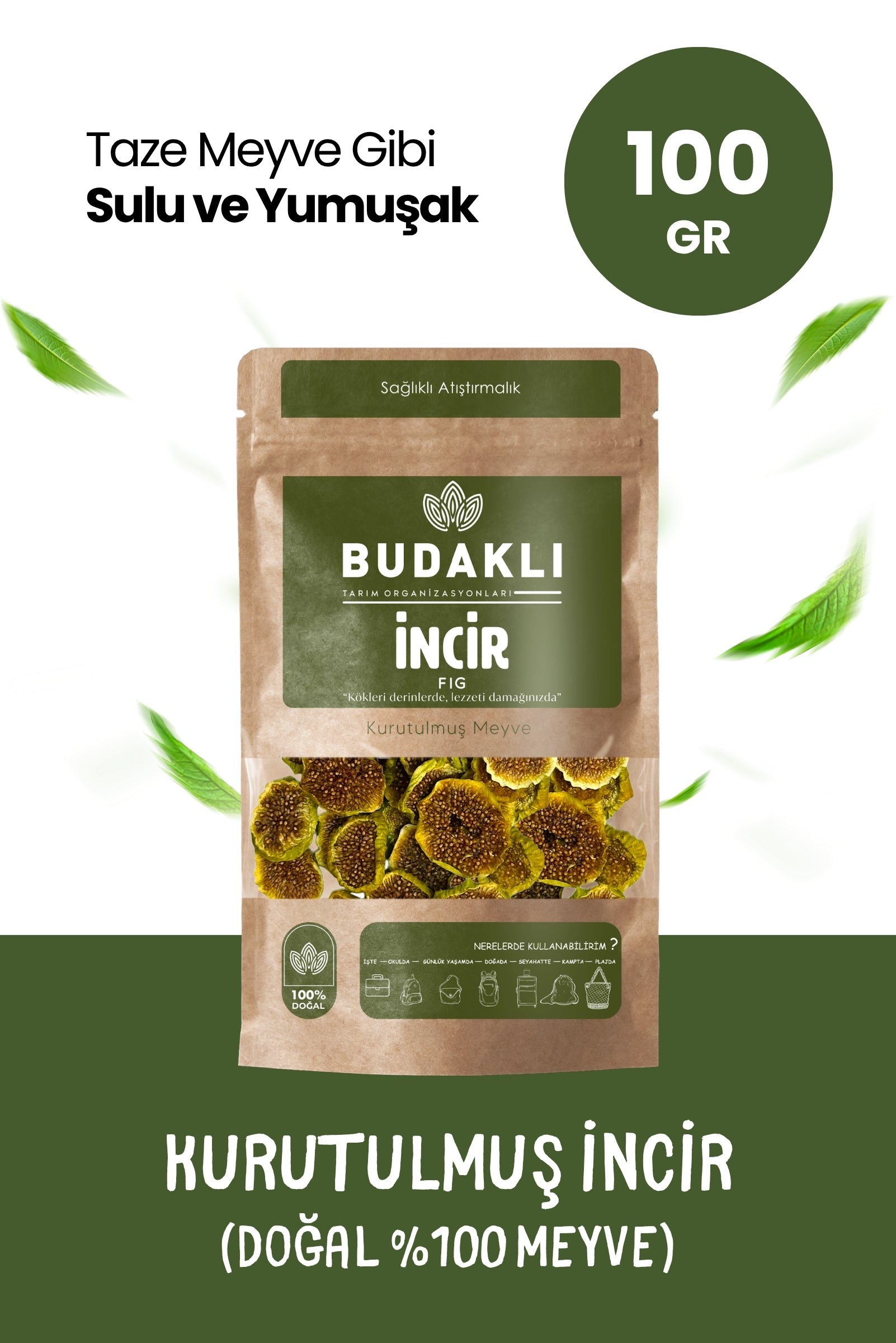 Budaklı Tarım Kurutulmuş İncir 100 Gr | İlave Şeker İçermez