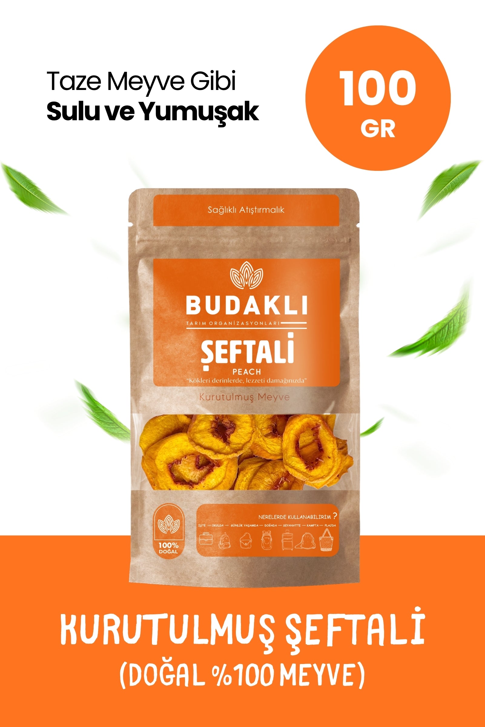 Budaklı Tarım Kurutulmuş Şeftali 100 Gr | İlave Şeker İçermez