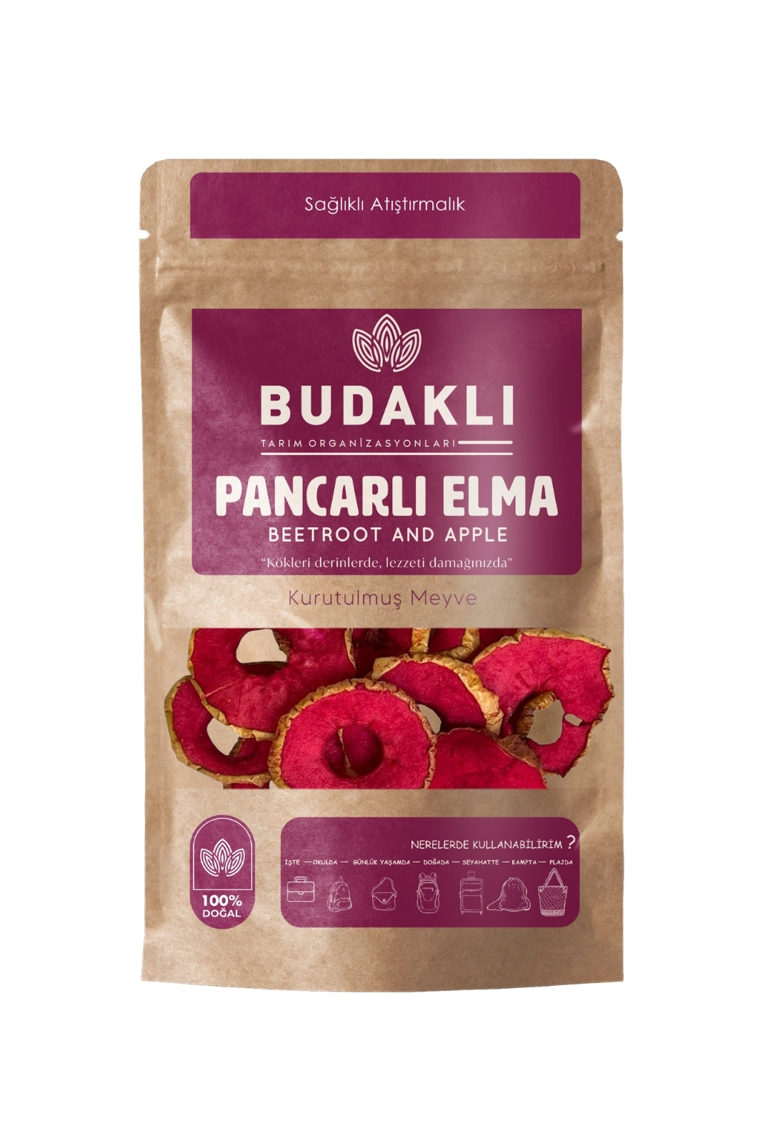 Budaklı Tarım Kurutulmuş Pancarlı Elma 100 Gr | İlave Şeker İçermez