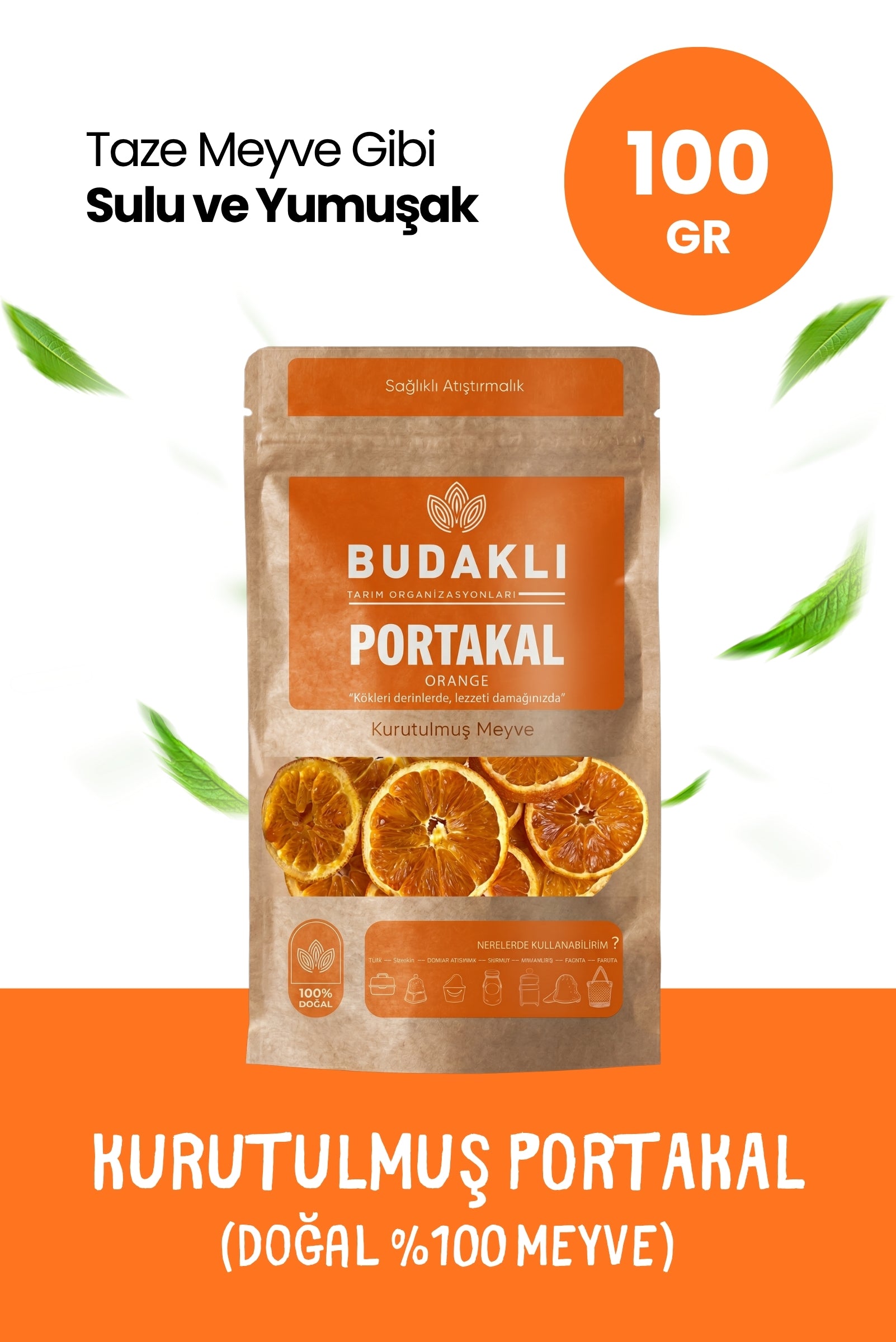 Budaklı Tarım Kurutulmuş Portakal 100 Gr | İlave Şeker İçermez