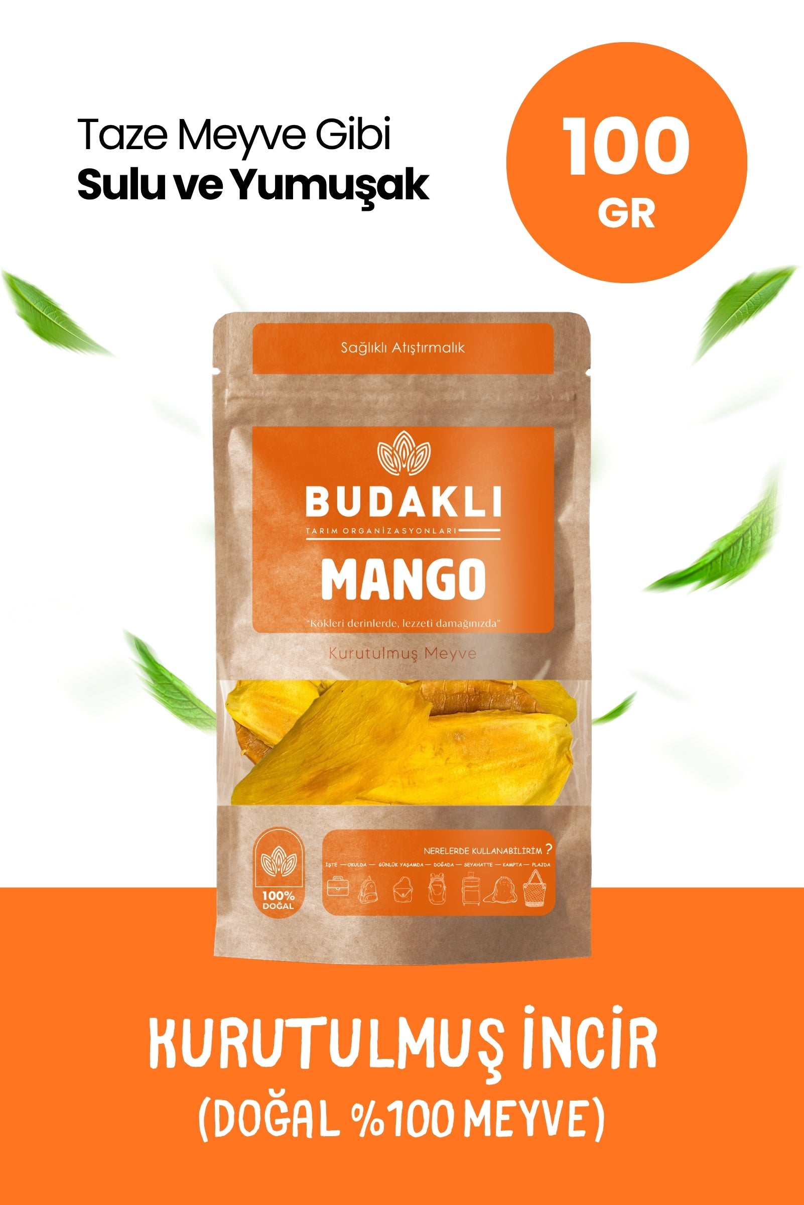 Budaklı Tarım Kurutulmuş Mango 100 Gr | İlave Şeker İçermez