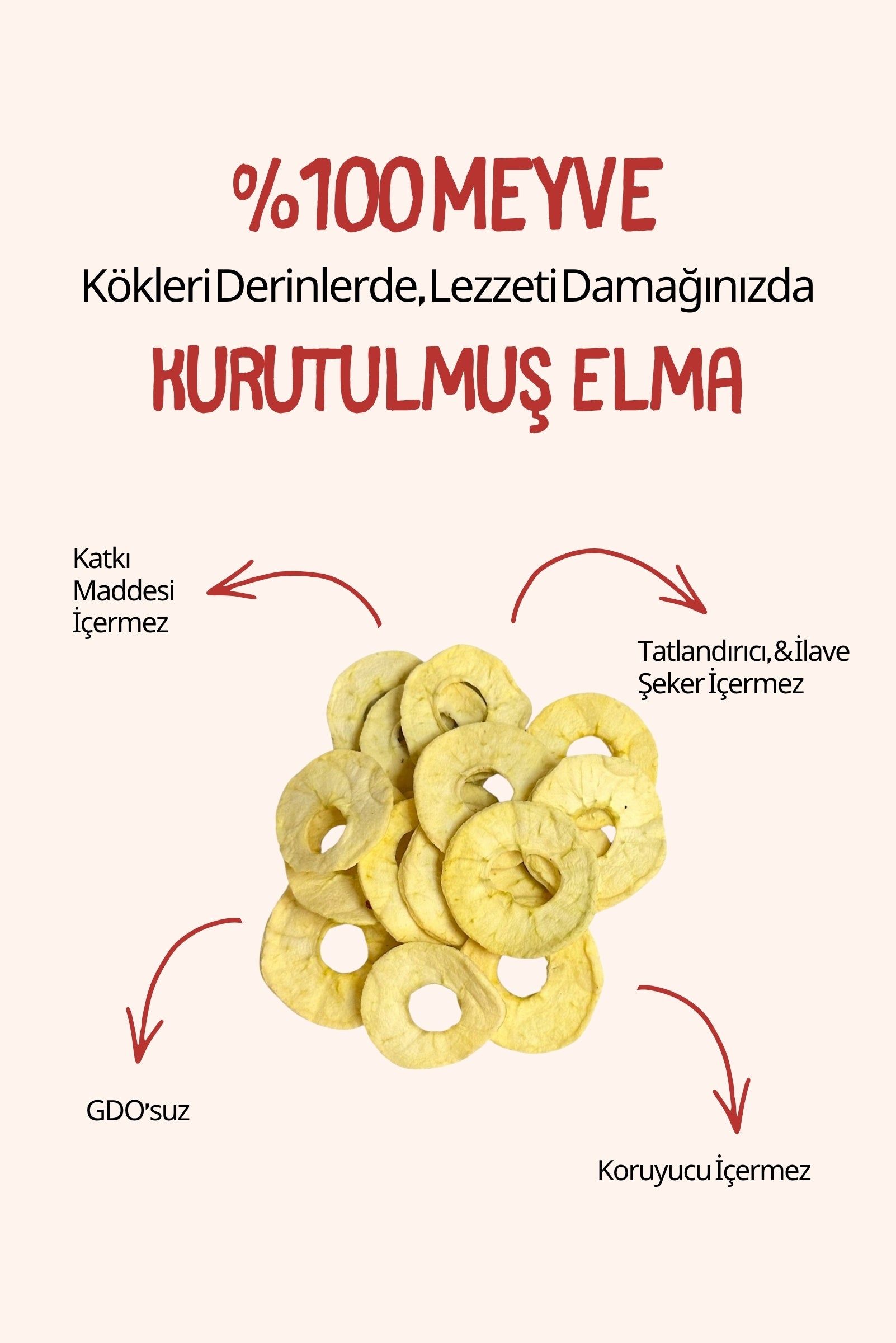 Budaklı Tarım Kurutulmuş Elma 100 Gr | İlave Şeker İçermez