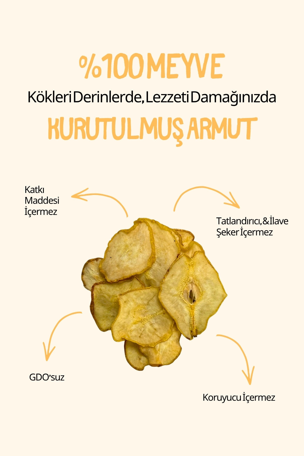 Budaklı Tarım Kurutulmuş Armut 100 Gr | İlave Şeker İçermez
