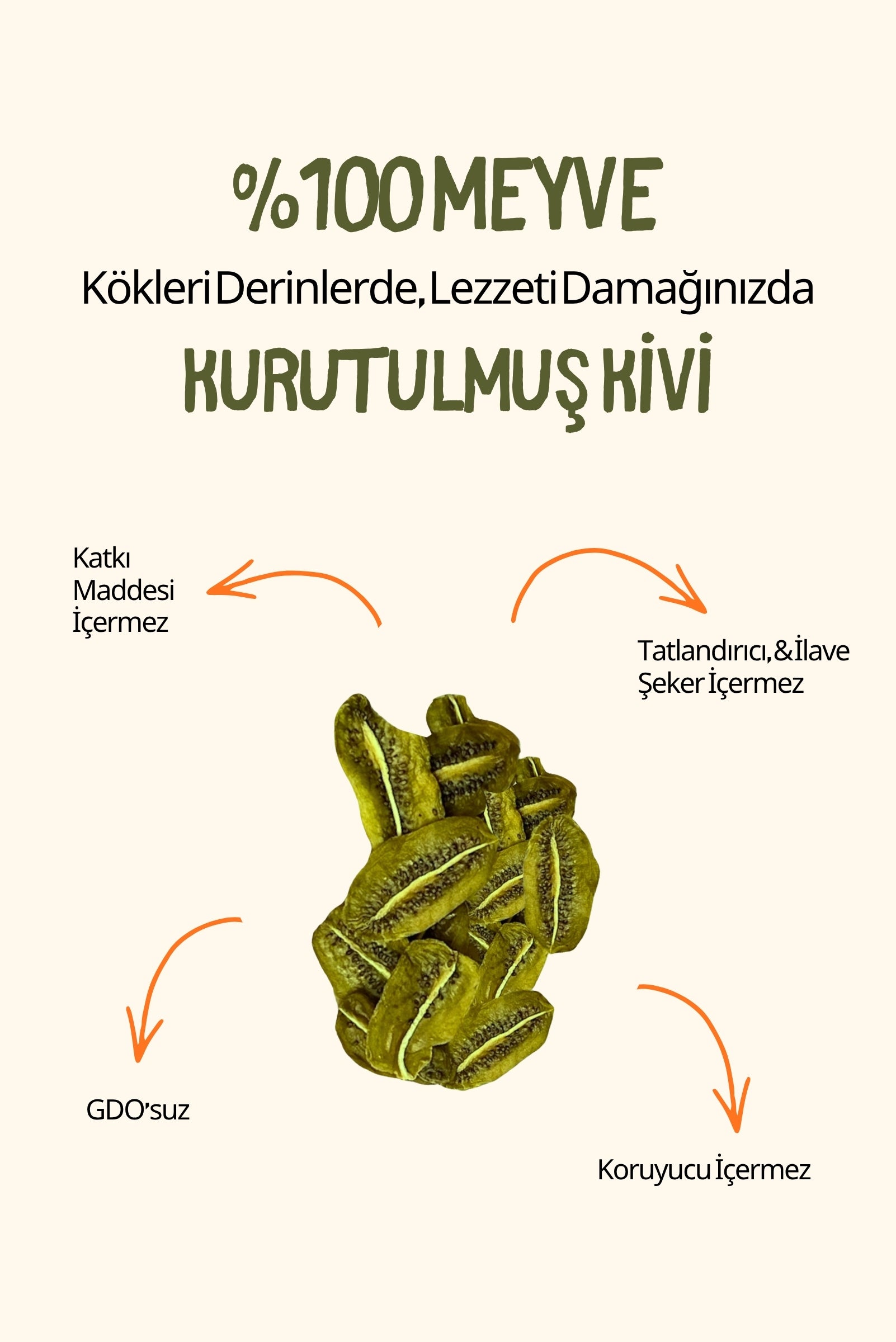 Budaklı Tarım Kurutulmuş Kivi 100 Gr | İlave Şeker İçermez