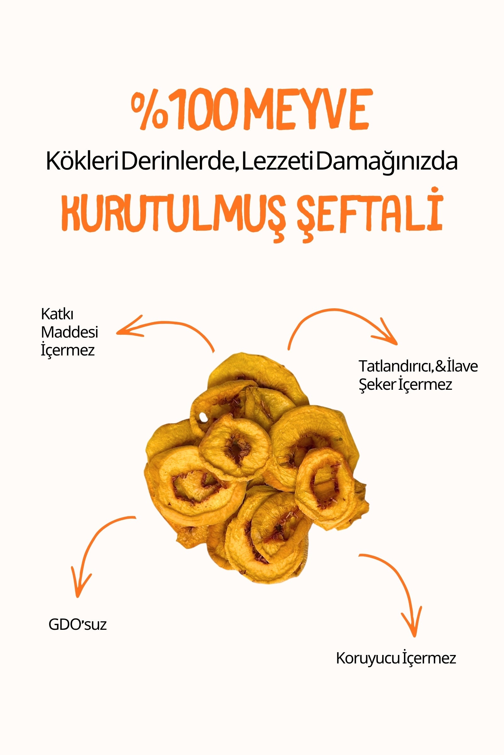 Budaklı Tarım Kurutulmuş Şeftali 100 Gr | İlave Şeker İçermez