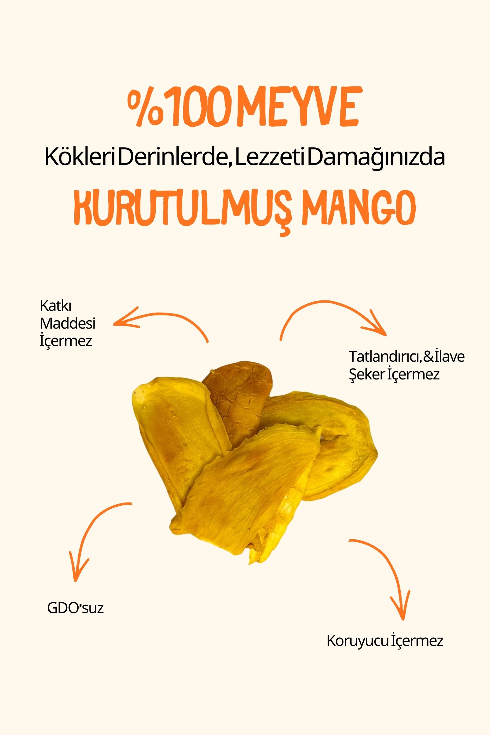Budaklı Tarım Kurutulmuş Mango 100 Gr | İlave Şeker İçermez