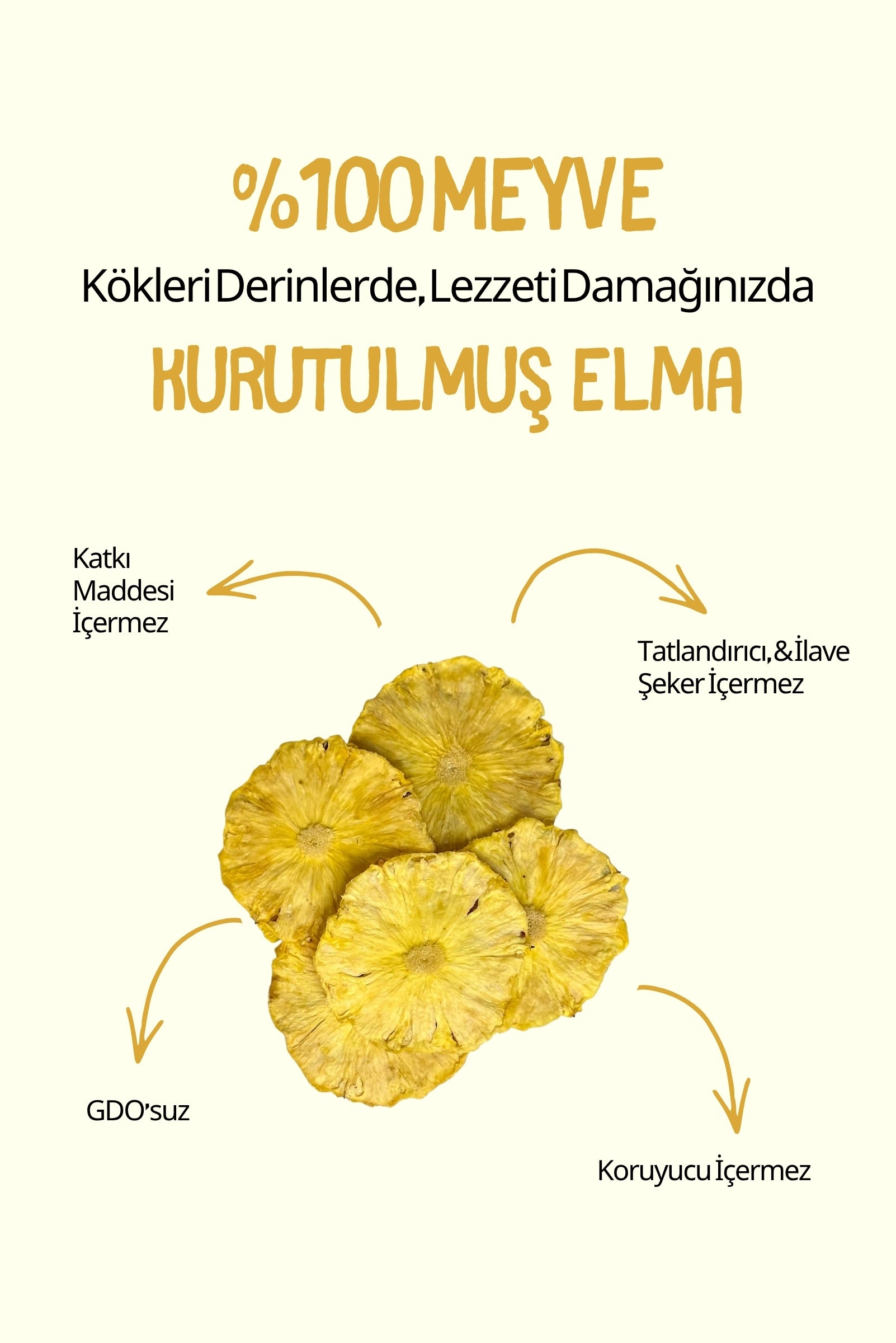 Budaklı Tarım Kurutulmuş Ananas 100 Gr | İlave Şeker İçermez