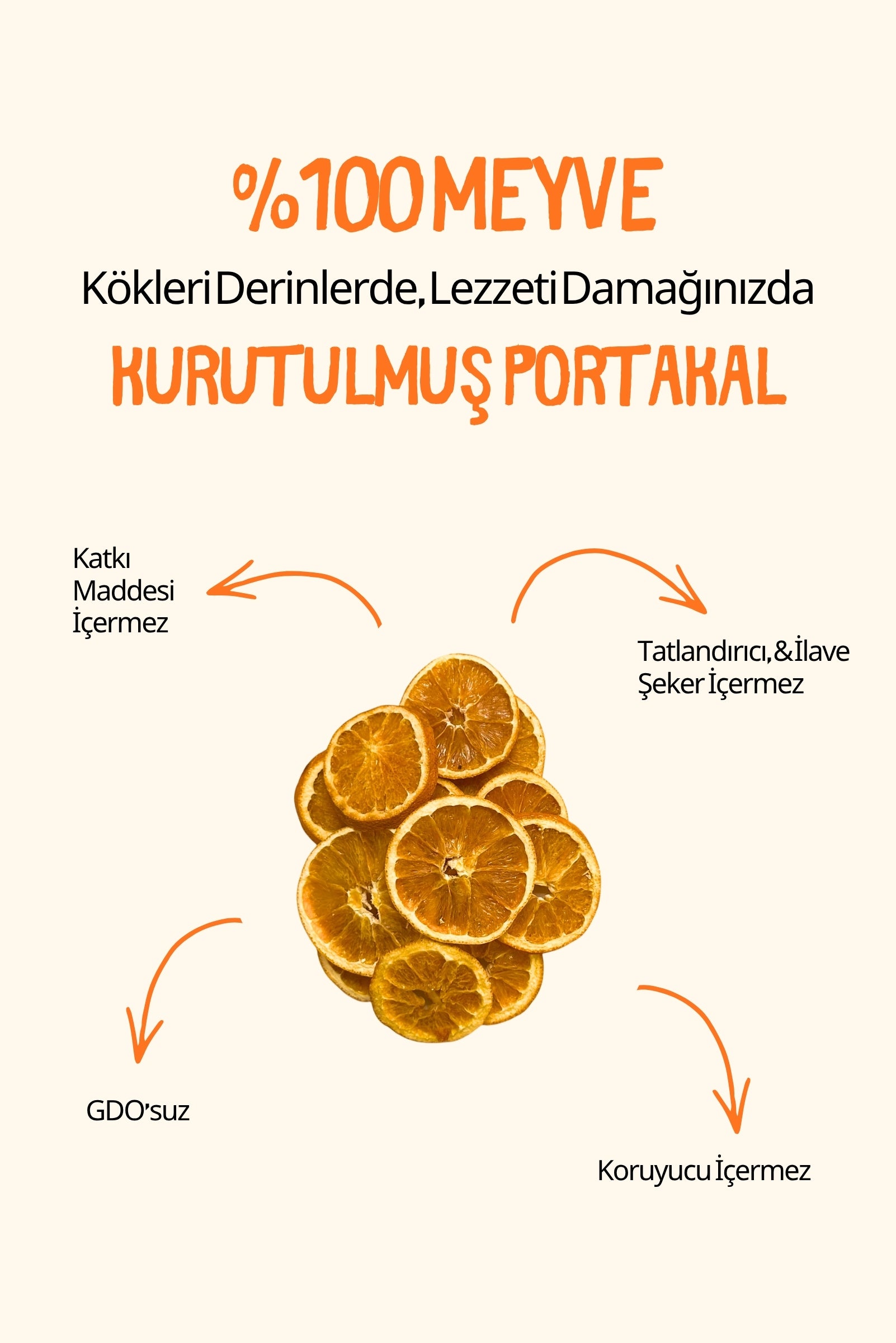 Budaklı Tarım Kurutulmuş Portakal 100 Gr | İlave Şeker İçermez