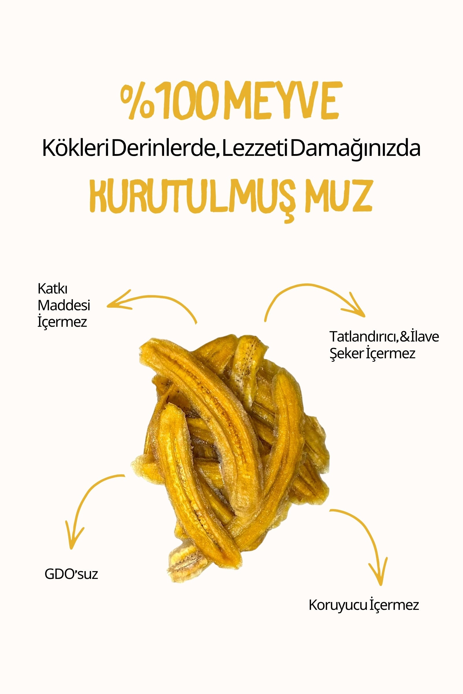 Budaklı Tarım Kurutulmuş Muz 100 Gr | İlave Şeker İçermez