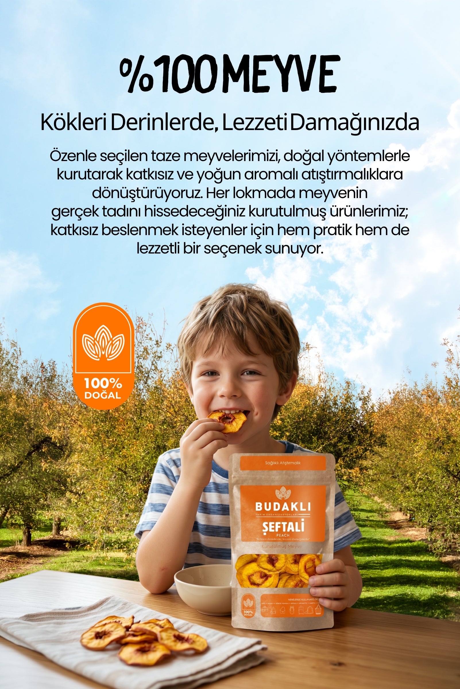 Budaklı Tarım Kurutulmuş Şeftali 100 Gr | İlave Şeker İçermez