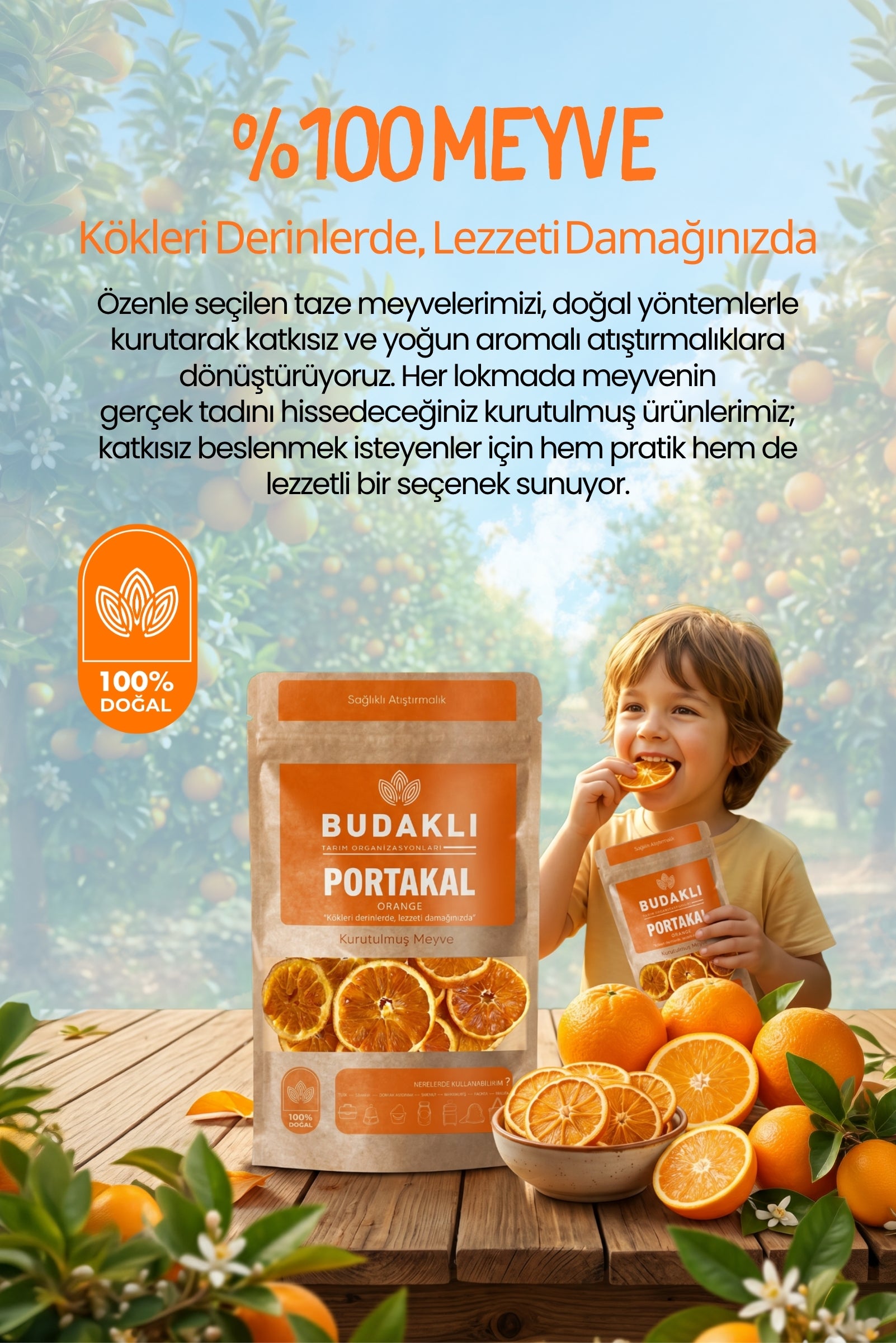 Budaklı Tarım Kurutulmuş Portakal 100 Gr | İlave Şeker İçermez