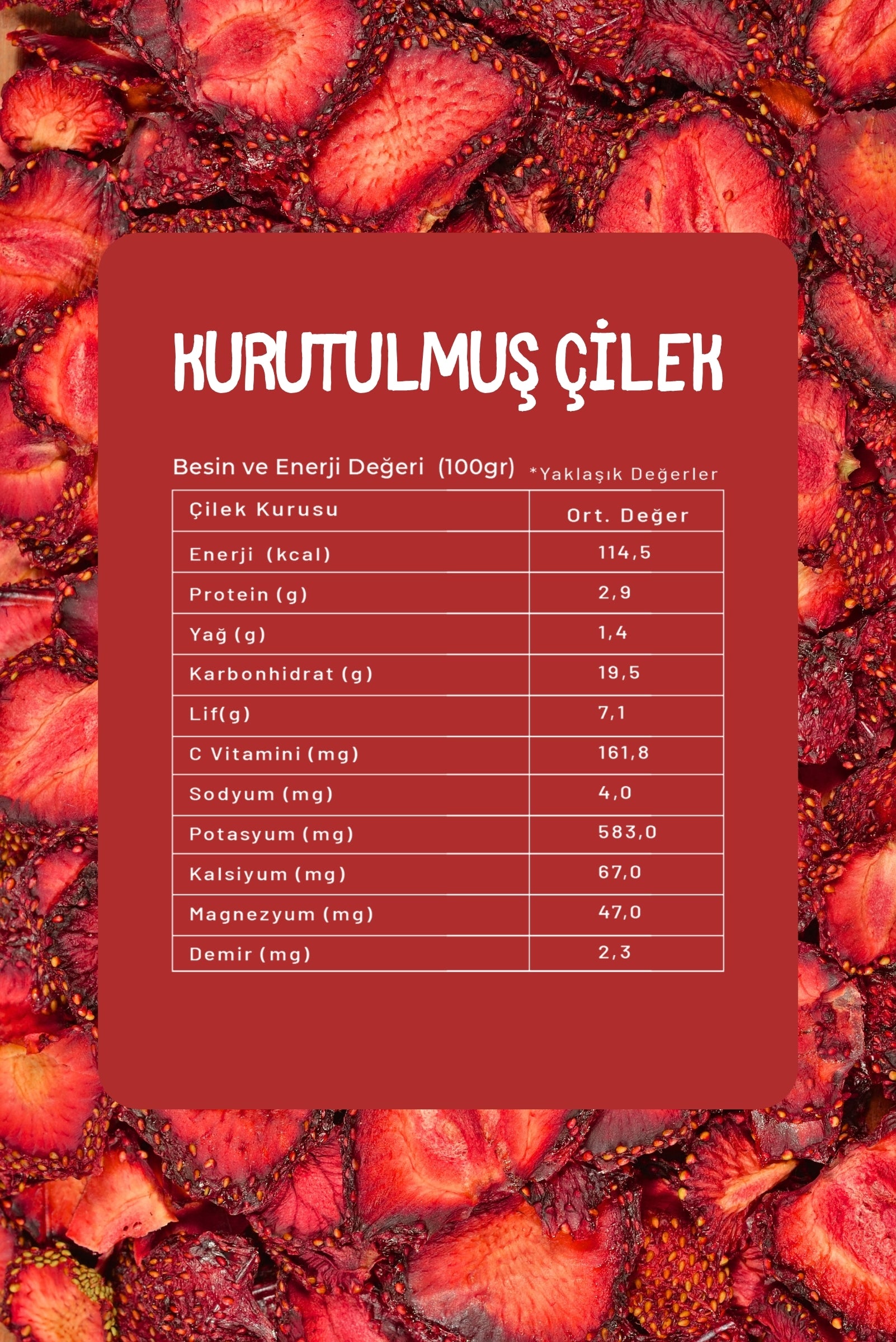Budaklı Tarım Kurutulmuş Çilek 100 Gr | İlave Şeker İçermez