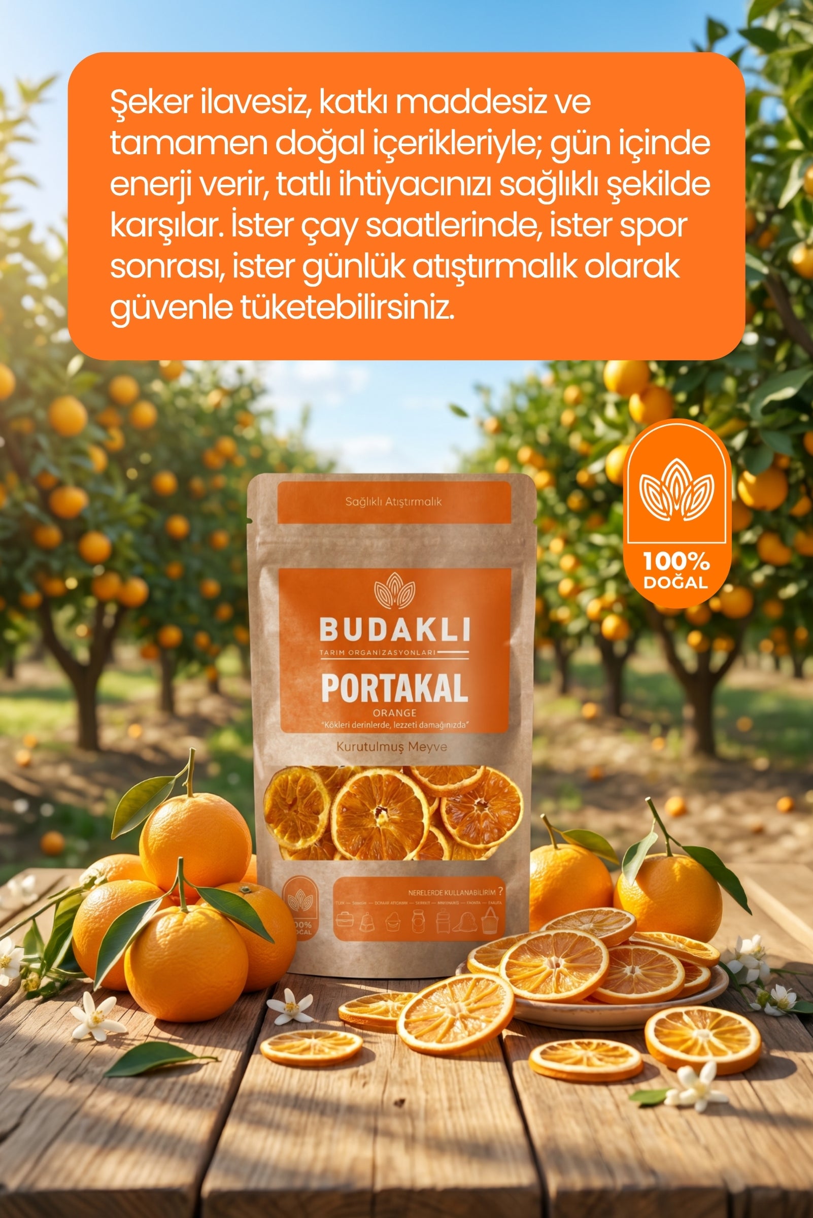 Budaklı Tarım Kurutulmuş Portakal 100 Gr | İlave Şeker İçermez