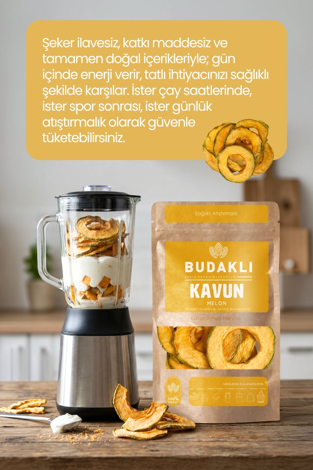 Budaklı Tarım Kurutulmuş Kavun 100 Gr | İlave Şeker İçermez