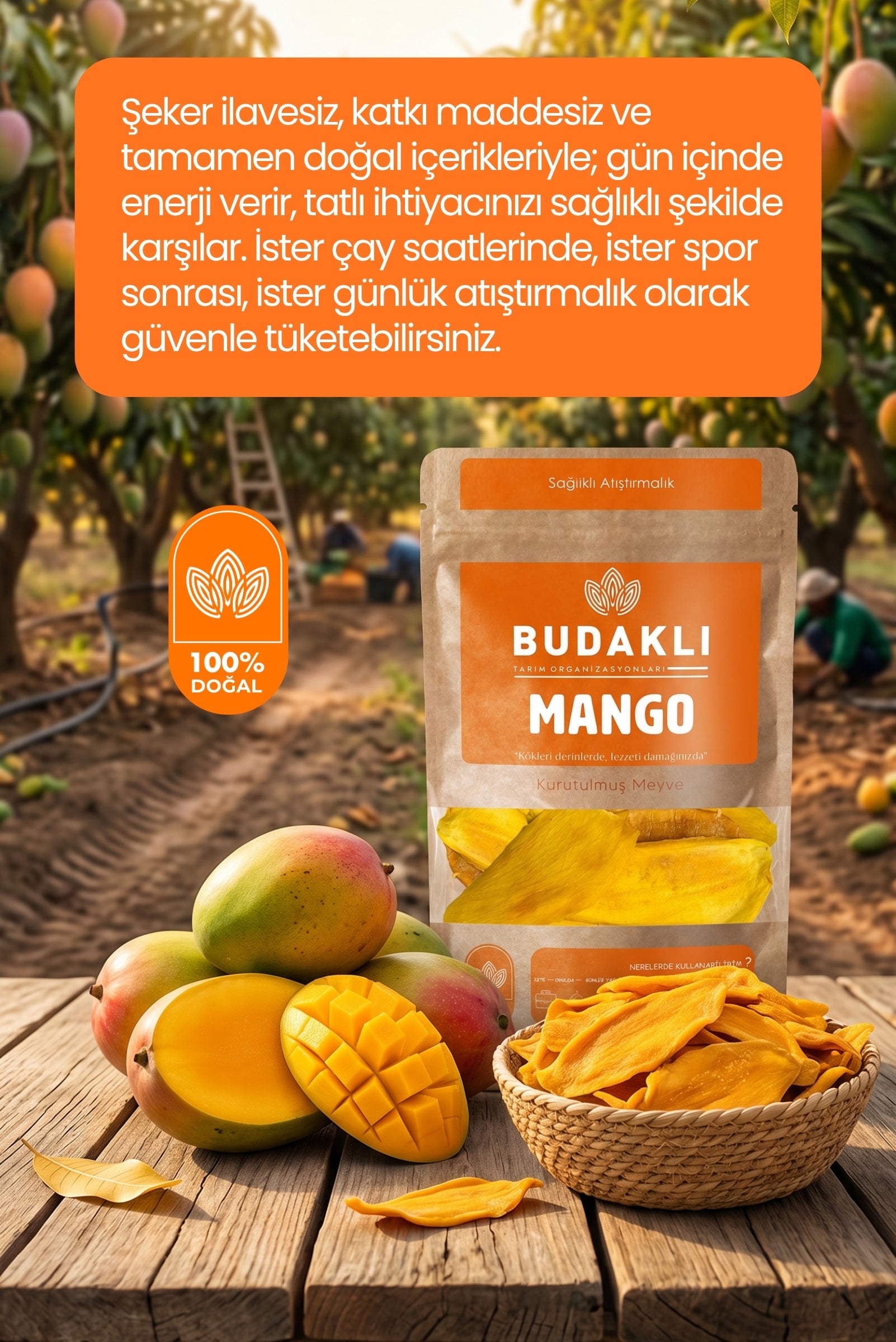 Budaklı Tarım Kurutulmuş Mango 100 Gr | İlave Şeker İçermez