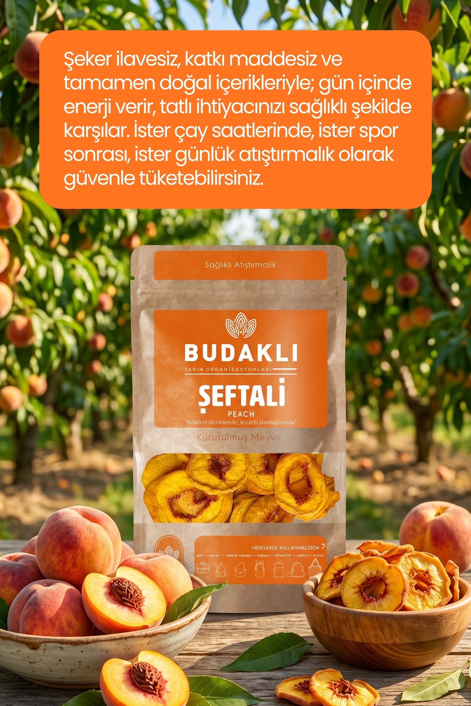 Budaklı Tarım Kurutulmuş Şeftali 100 Gr | İlave Şeker İçermez
